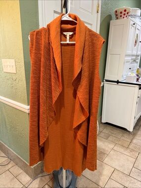 Matilda Jane  Sleeveless  Open Front Rust Orange Cardigan Vest